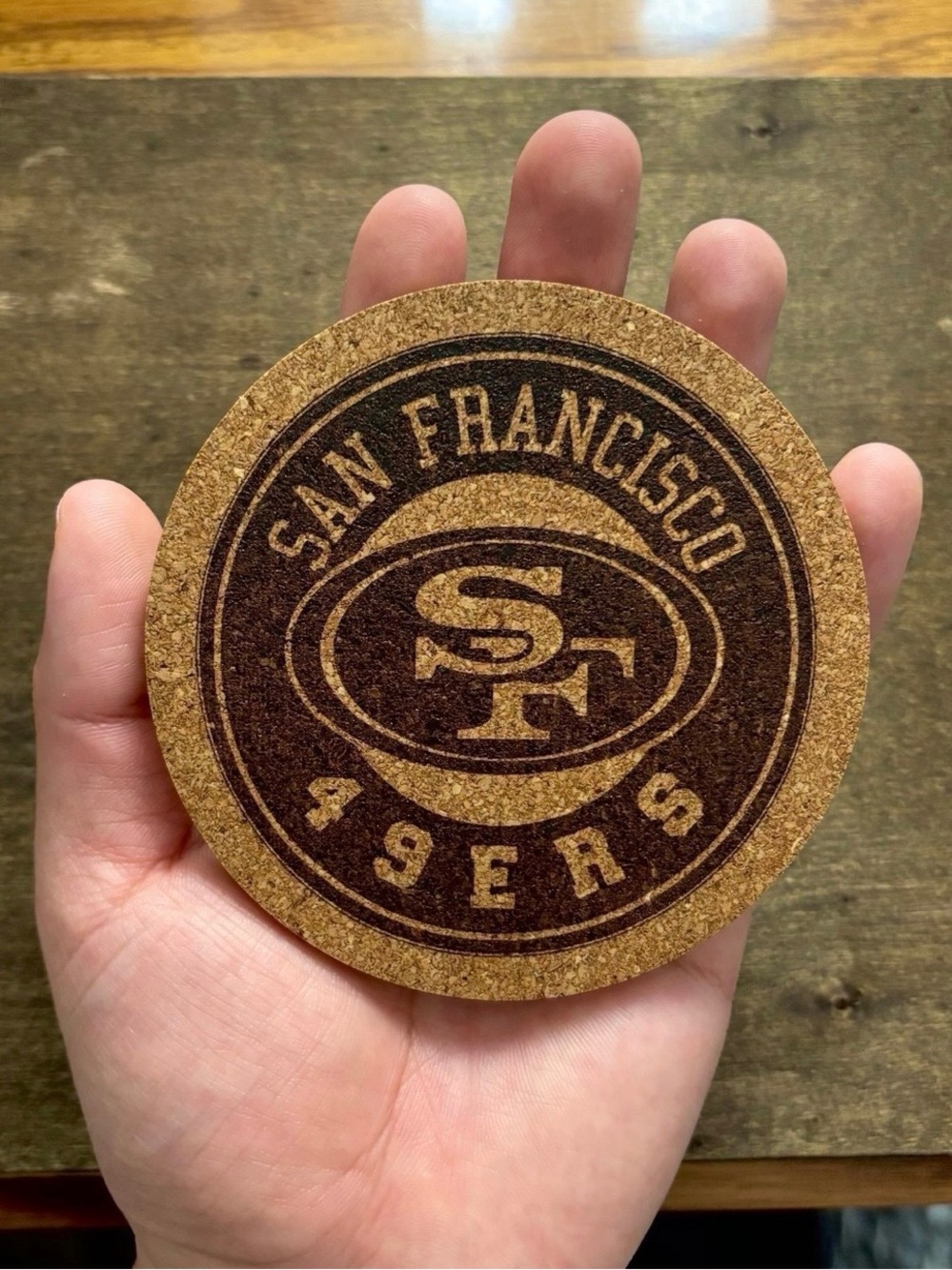 San Francisco 49ers Logo Laser Engraved Cork Coasters Lot of 4 - Picture 4 of 6